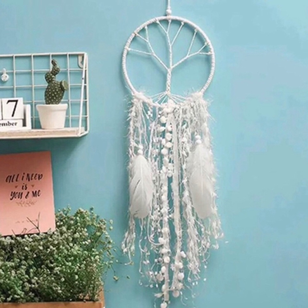 White Boho Dreamcatcher Wall Hanging